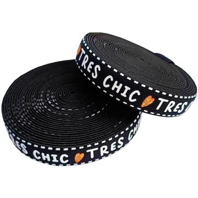 China 2cm Fat Jacquard Webbing Tape Black Nylon Webbing For Bags Luggage for sale