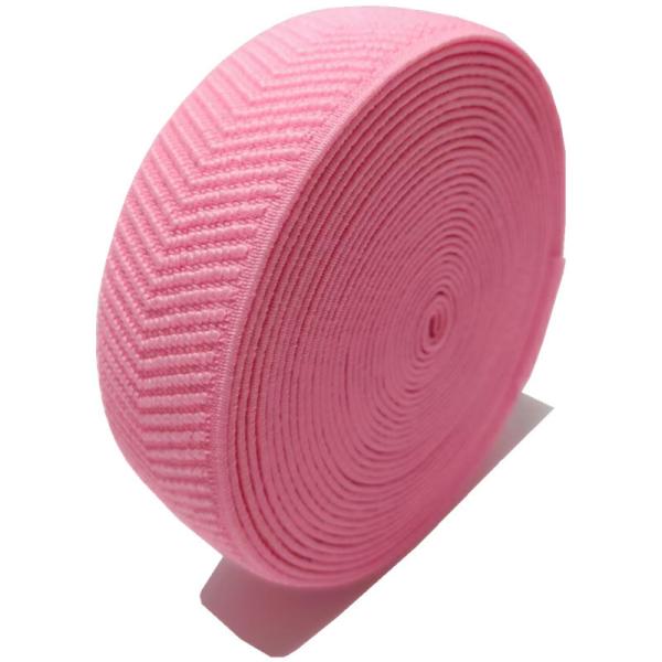 Quality Pink Herringbone Webbing Polyester Elastic Band 3.5cm Width for sale