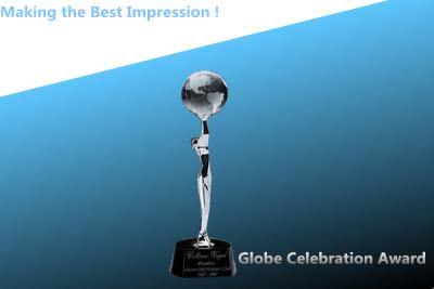China silver globe celebration award/silver globe trophy/silvering human award/metal trophy for sale