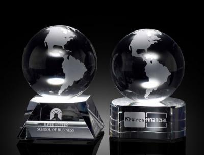 China universal crystal globe/3d laser globe crystal award/3d laser engraving crystal globe for sale