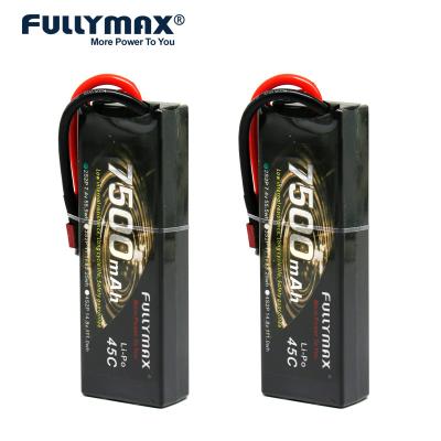 China 45C 7500mAh 7.4V 2S Lipo Batteries For Model Aircraft Rc Model Boats for sale