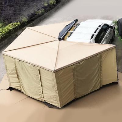 China 420D Car Roof Tent 4x4 Retractable Sunproof Waterproof 270 Degree Awning Family Tent With Cloth Room for sale