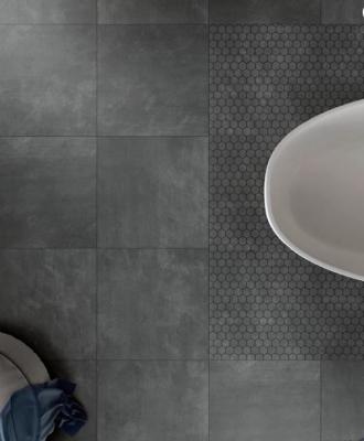 China Black Color Cement Stone Look Tile Rustic Porcelain For Non Slip Bathroom Floor Tiles for sale