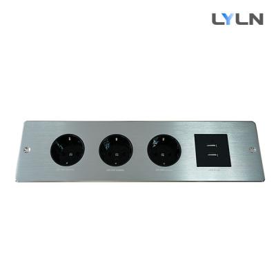 中国 Brushed Aluminium Conference Table Socket Power Panel Silver Color 販売のため