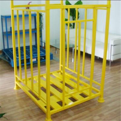 China OEM Yellow Warehouse Stack Rack 1000kg Collapsible Pallet Cage for sale