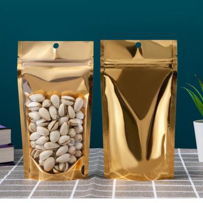 China Plastic Aluminum Foil k Bag With Euro Slot Gold Metallic Mylar Stand Up for sale
