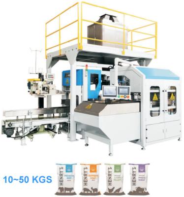 China 900bags/H Heavy Woven Bag Rice Packaging Machine PLC Control for sale