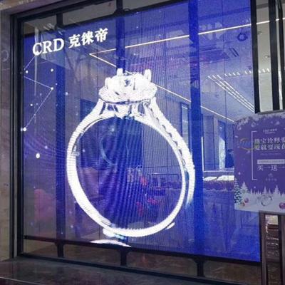 China TV P2.5 P3.91 Transparent LED Display Screen LED Display Curtain Window Glass for sale