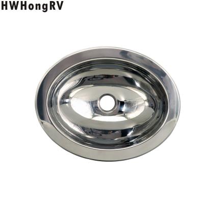 China HWhongRV Campervan Public Mobile Toilet Stainless Steel oval Hand Wash campervan Basin Kitchen Sink for sale