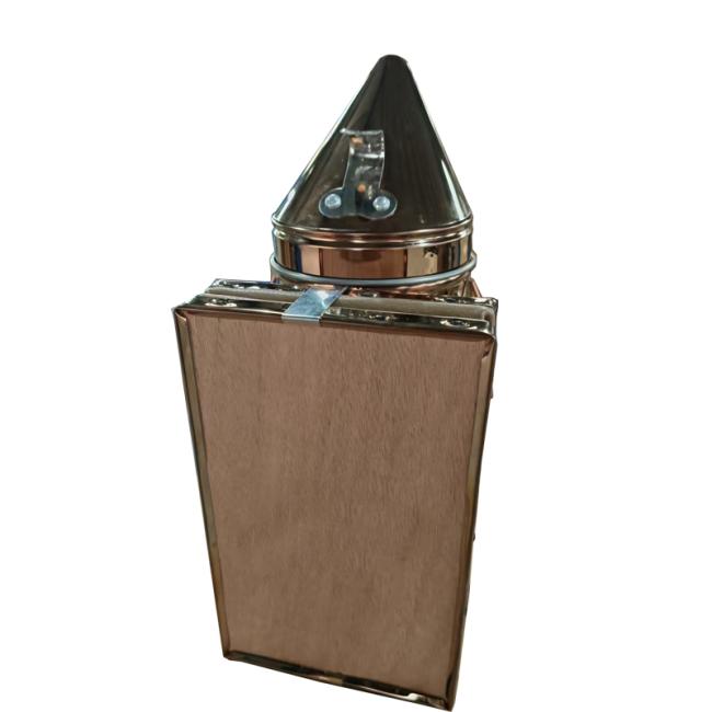 Close-up view of bee smoker details and materials