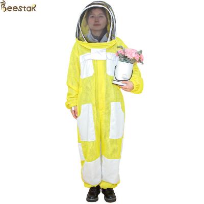 China 3 Layer Yellow Beekeeping Outfits Ventilated Apicultura Bee Jacket Beekeeping Suit for sale