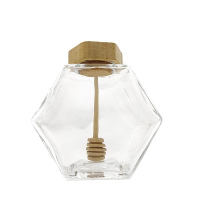 China 100ML Transparent Hexagon Honey Jars Jam Sauce Hex Honey Jars for sale