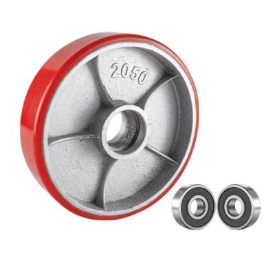 China Cast Iron Pallet Jack Wheels 200*50mm 8 Inch Polyurethane Wheels for sale
