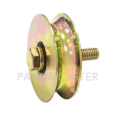 China 4 Inch Sliding Gate Wheels U Type Grooved Roller With Bolts And Nuts for sale
