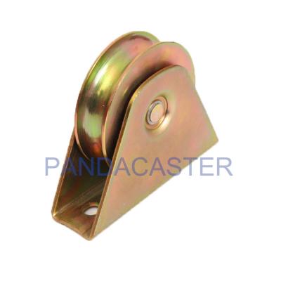 China 4 Inch Sliding Gate Wheels U Grooved Track Steel Wheels Fixed Casters for sale