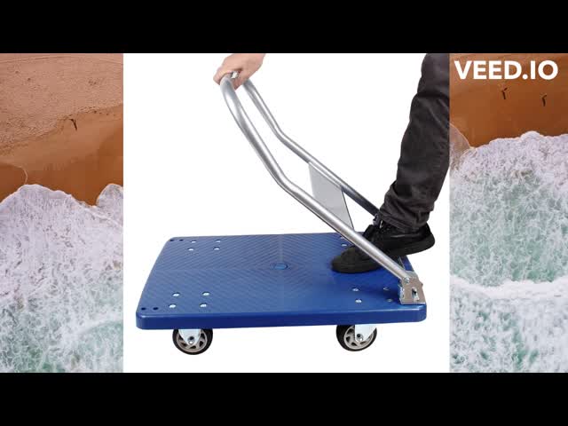 150KG Hand Plastic Platform Truck, Portable Hand Trolley with Silent Durable Wheels