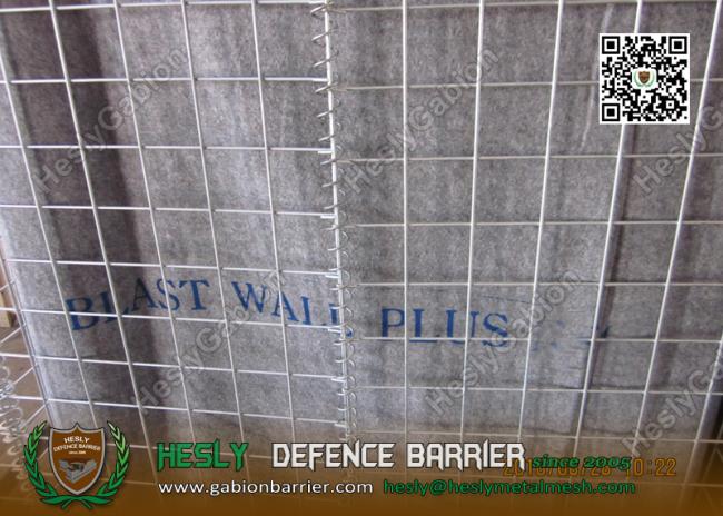 HESCO Bastion Barrier with grey geotextile