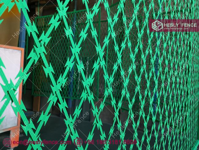 green powder coated razor mesh