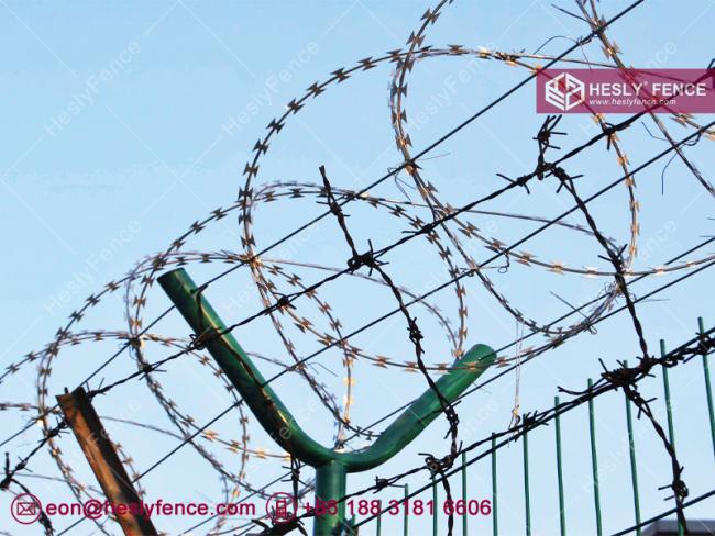 Welded Wire Mesh Fencing with Concertina razor coil