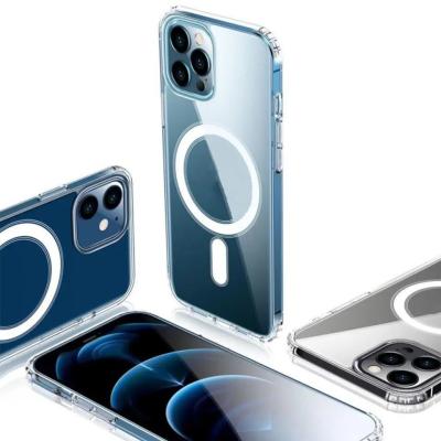 China Popular transparent wireless magnetic ring charging phone case tpu pc magnetic phone case for iphone 14 for sale
