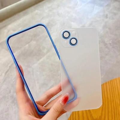 China Hard Back Frosted Phone Case Metal Plating Groove Frame With Lens Protector for sale