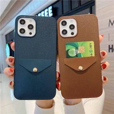 China Protective Electroplated Iphone Cover Card Slot Leather Back Cover for sale