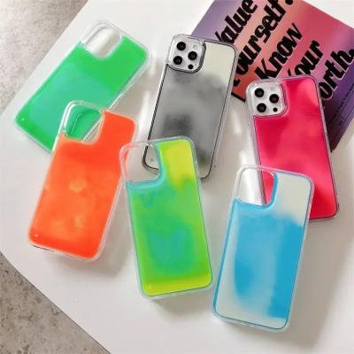 China Luminous Neon Liquid Sand Case Mobile Quicksand Glitter Phone Case Cover for sale