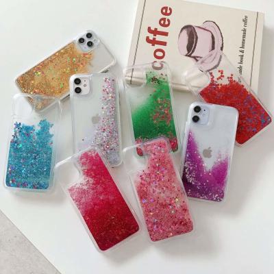 China Custom Beautiful Shiny Glitter Dynamic Pink Liquid Unique Phone Case For Iphone 12 Pro Max for sale
