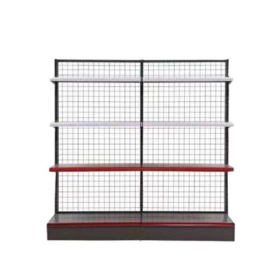 China High Quality Single-Sided Supermarket Gondola Shelf Heavy Duty Cold-Rolled Steel Grid Goods Display for sale