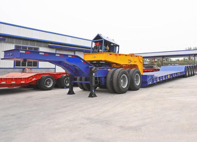 Gooseneck Lowbed Trailer Transport Heavy Machine Low Flat Truck Semi Trailer