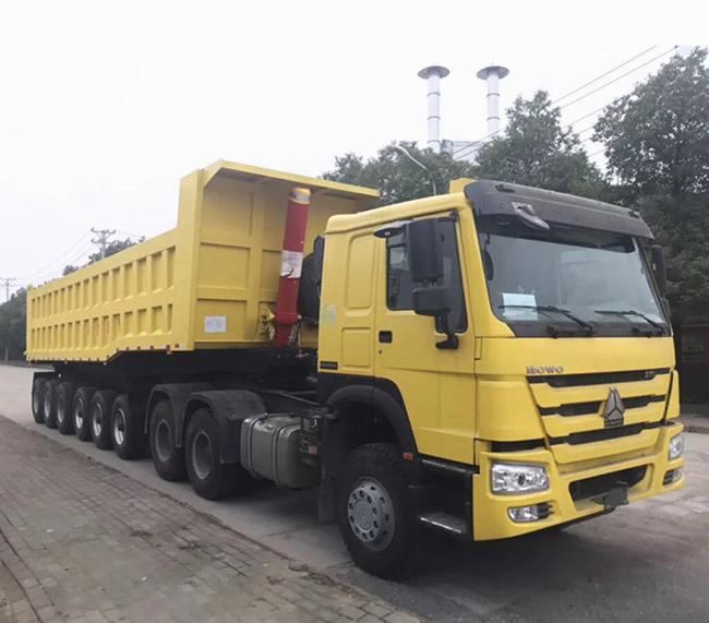 Gravel Ore Coal Iron /Copper Powder 4 Axle 80t Rear Dump Trailer