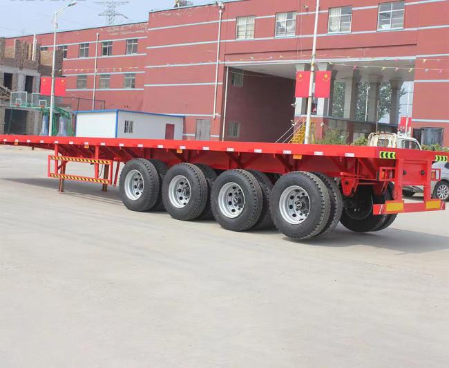 Best Price 60 Ton 4 Axles Flat Bed Container Truck Trailer