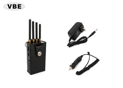 China 4 Bands 4W Black 30dBm Portable Phone Signal Blocker , Handheld Signale Jammer For GSM , DCS for sale