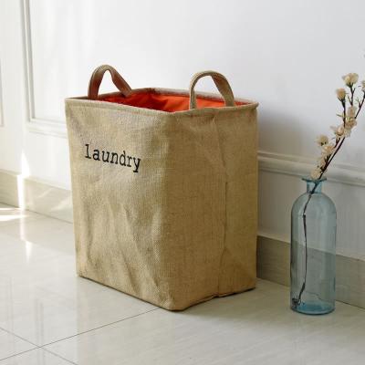 China Waterproof Jute Foldable Laundry Basket Dirty Clothes Basket For Packing for sale
