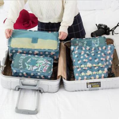 Chine 6 morceaux ont placé les sacs différents de tailles du sac six de voyage de polyester pour l'article de toilette de vêtements de chaussures/sac de blanchisserie à vendre