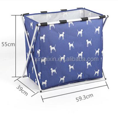 China Alu Pipe Polyester Dirty Clothes Basket With Cover Foldable Laundry Hamper for sale