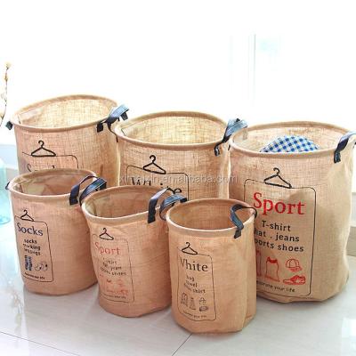 China Dirty Cloth Organizer Foldable Laundry Basket 41*33cm Jute Receive Basket for sale
