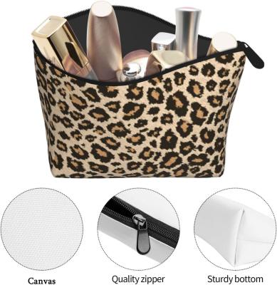 China Leopard Print Makeup Bag Zipper Pouch Large Capacity Toiletries Cosmetic Bag Pouch for sale