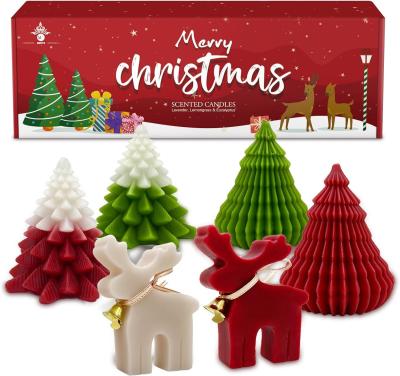 China Velas perfumadas de Natal Conjunto de presentes Alce e Árvore de Natal em forma de cera de soja feita à mão Xmas Aromaterapia vela à venda