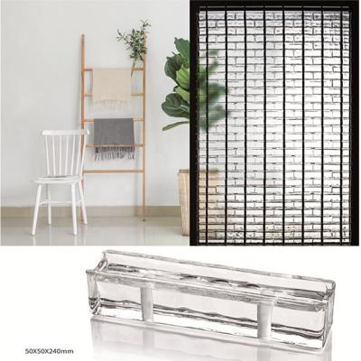 China Hot Melt Bubble Solid Glass Wall Block 50*100*200mm Color Bar Glass Interior Decorative Brick à venda