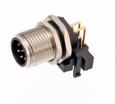 China M12 Panel Mount Male Receptacle Industrial Connectors M12 Circular Connector 90 Degree for sale