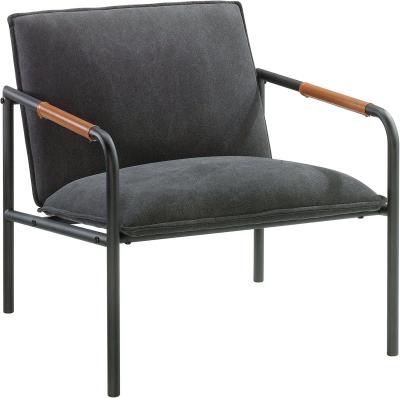 China Home Use Modern Accent Chairs Cafe Metal Lounge Chair Charcoal Gray Finish for sale