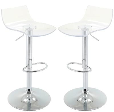 China Contemporary Adjustable Acrylic Bar Stools With Backs With Swivel Chrome Leg for sale