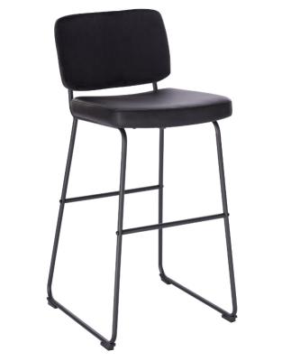 China Stable High Back Ergonomic Kitchen Black Fabric Counter Stools In Black Leg for sale
