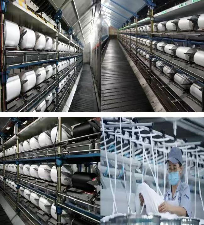 Modern acrylic fiber production workshop with advanced manufacturing equipment