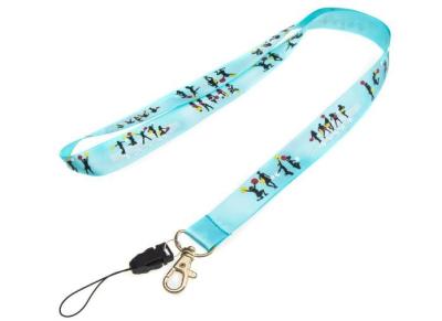 China Satin Ribbon Dye Sublimated Lanyards Heat Transferred Process With Metal Hooks for sale