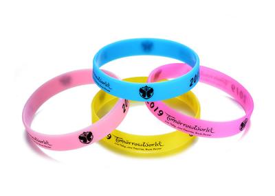 China OEM Glow in the dark printed custom design logo silicone bracelet wristband rubber for sale