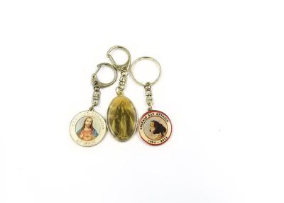 China Religious Style Promotional Metal Keychains , Epoxy Gold Metal Key Ring for sale