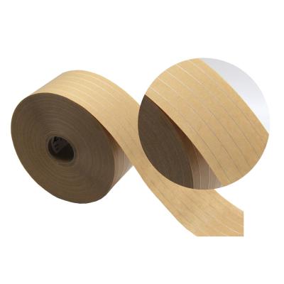 China OEM Reinforced Water Activated Kraft Paper Tape With 5 Thread Nylon Yarn for sale