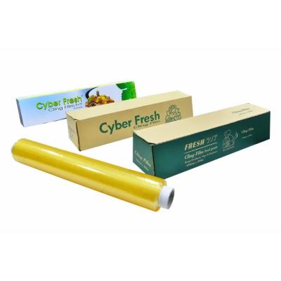 China Antistatic Clear Plastic Wrap Food Grade PVC Compostable Cling Wrap With Cutter for sale